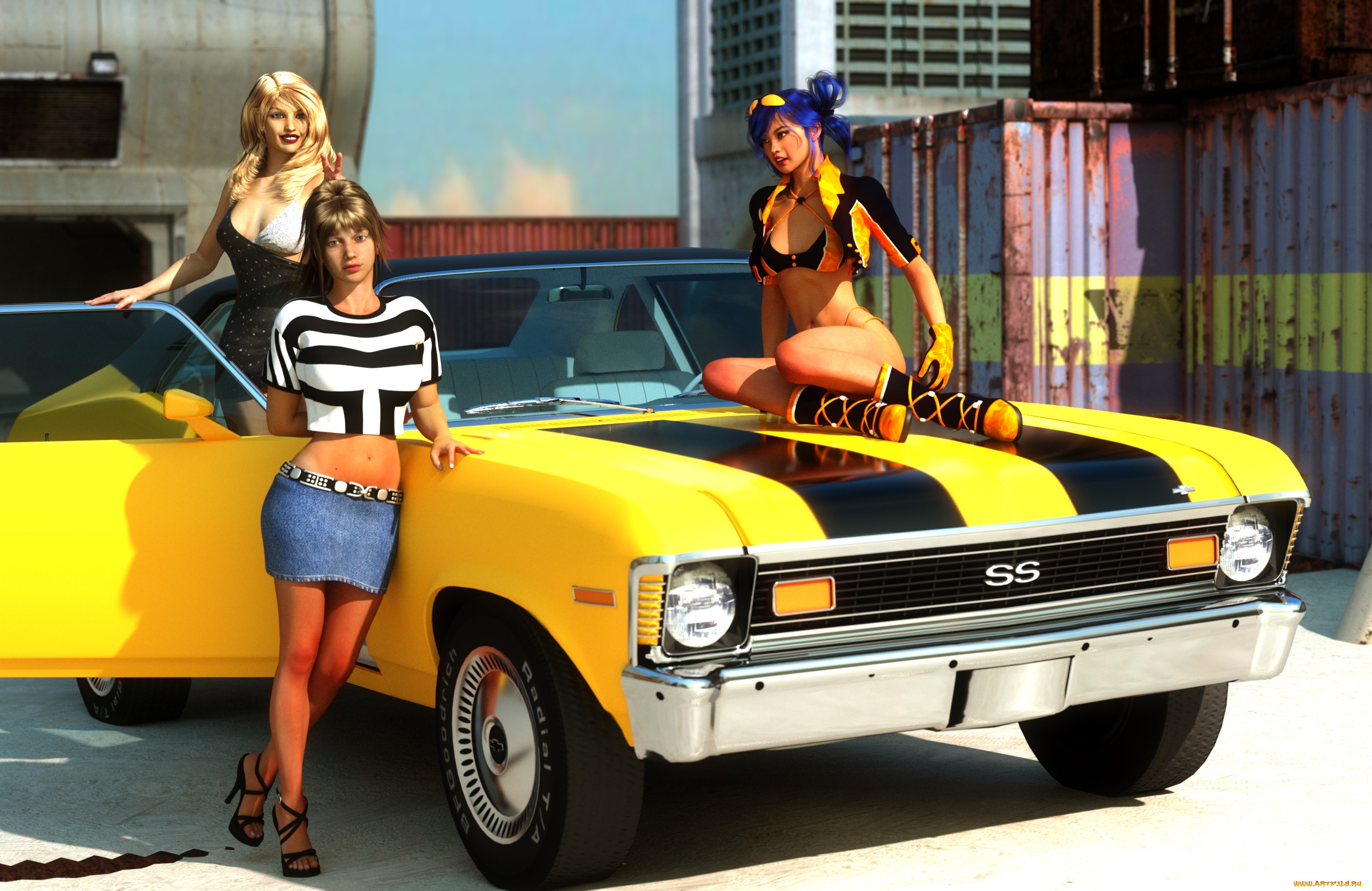 , 3d car&girl, , , , 